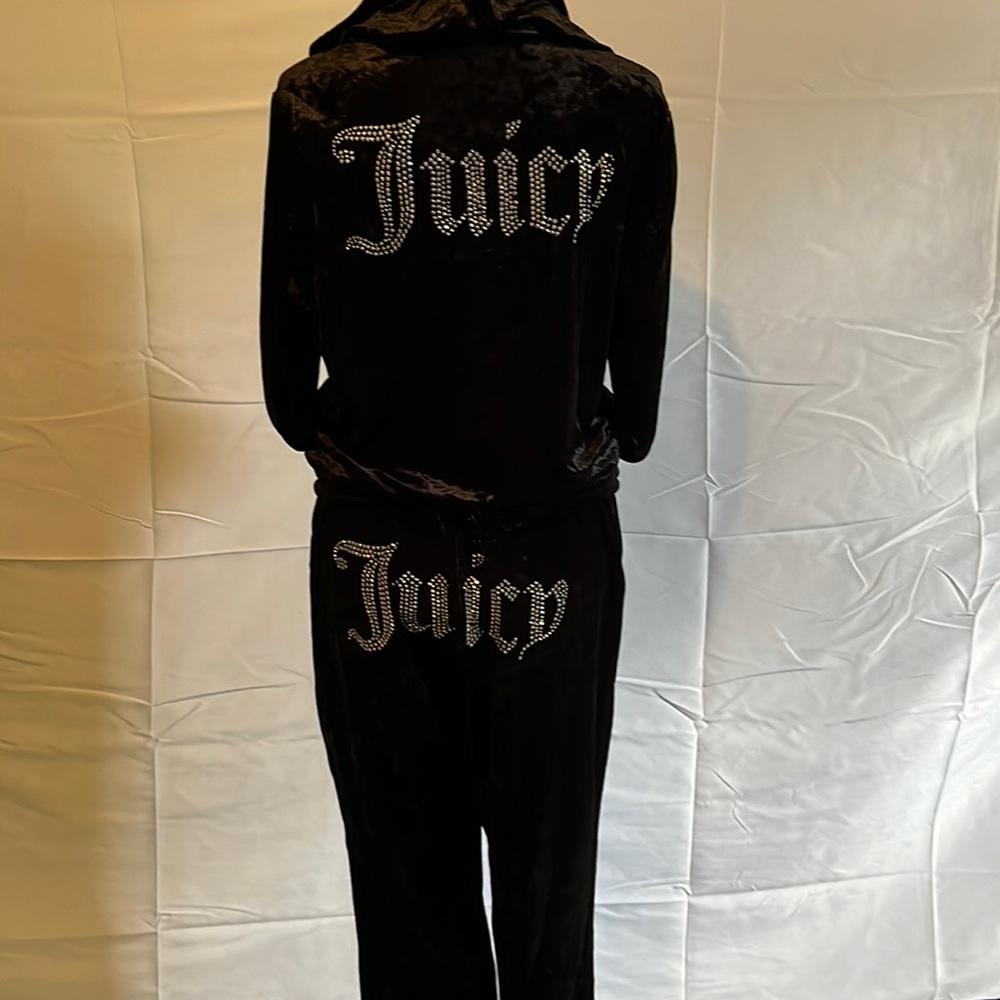 Black velour blinged top and bottom